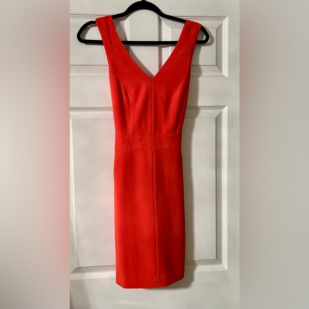 Sleeveless Coral Red Sheath Dress - Classic Women's Dress